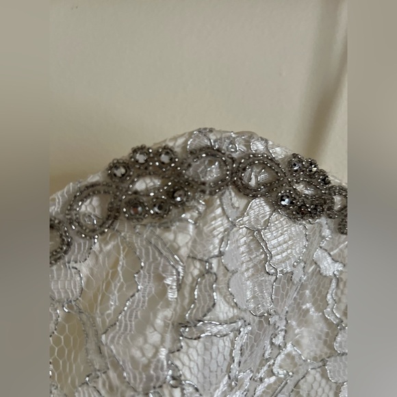 LORALIE Sweetheart Wedding Dress‎ 6 Vintage Embellish Metallic Lace Brocade Slip - Picture 6 of 17